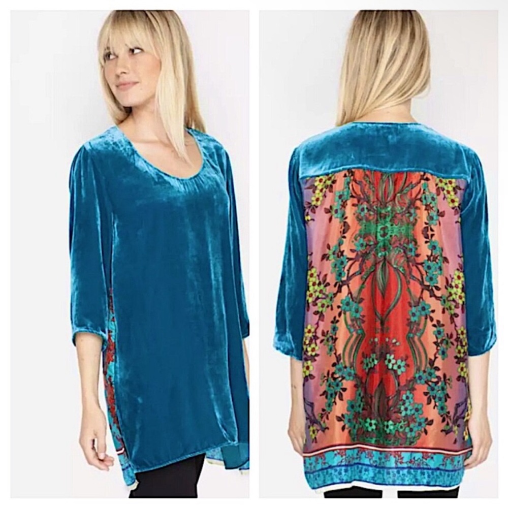 Johnny Was Lucia Velvet Scarf Back Tunic Top Size Small - Picture 1 of 7